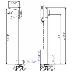 ALFI Single Hole Floor Mounted Tub Filler - AB2475