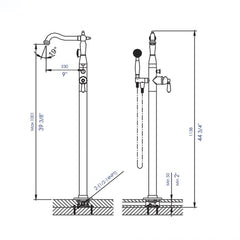 ALFI Free Standing Floor Mounted Bath Tub Filler - AB2553