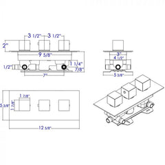 ALFI 3-Way Thermostatic Valve Shower Mixer Square Knobs - AB2801