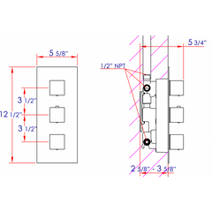 ALFI Concealed 4-Way Thermostatic Valve Square Shower Mixer - AB2901