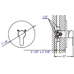 ALFI Shower Valve with Lever Handle & Flange Polished/Brushed - AB3001