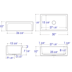 ALFI 30" Apron Thick Wall Fireclay Single Bowl Farm Sink - AB3018ARCH