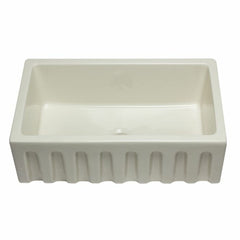 ALFI 30" Reversible Smooth/Fluted Single Fireclay Farm Sink - AB3018HS