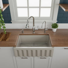 ALFI 30" Reversible Smooth/Fluted Single Fireclay Farm Sink - AB3018HS