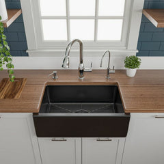 ALFI 30" Reversible Smooth/Fluted Single Fireclay Farm Sink - AB3018HS