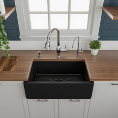 ALFI 30" Reversible Smooth/Fluted Single Fireclay Farm Sink - AB3018HS