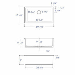 ALFI 30" Undermount / Drop In Fireclay Kitchen Sink - AB3018UD