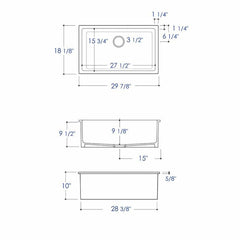 ALFI 30" Undermount / Drop In Fireclay Kitchen Sink - AB3018UD