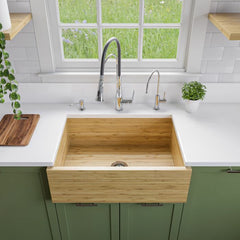 ALFI 30" Single Bowl Bamboo Farmhouse Apron Front Kitchen Sink - AB3021