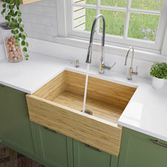 ALFI 30" Single Bowl Bamboo Farmhouse Apron Front Kitchen Sink - AB3021