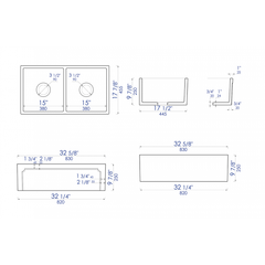 ALFI 33" Reversible Double Fireclay Farm Kitchen Sink - AB3318DB