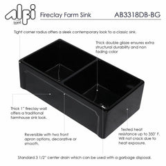 ALFI 33" Reversible Double Fireclay Farm Kitchen Sink - AB3318DB