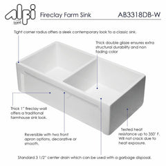 ALFI 33" Reversible Double Fireclay Farm Kitchen Sink - AB3318DB