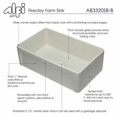 ALFI 33" Reversible Single Fireclay Farmhouse Kitchen Sink - AB3320SB