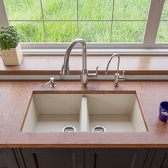 ALFI 34" Undermount Double Bowl Granite Kitchen Sink - AB3420UM