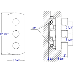 ALFI 3-Way Thermostatic Valve Shower Mixer Round Knobs - AB4001