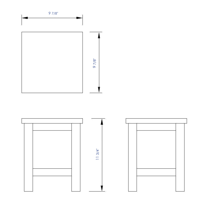 ALFI 10"x10" Square Wooden Bench/Stool Multi-Purpose Accessory - AB4407