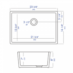 ALFI  24" Single Bowl Fireclay Undermount Kitchen Sink - AB503UM