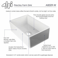 ALFI 30" Farm Sink Fluted Single Bowl Design for Kitchen - AB509
