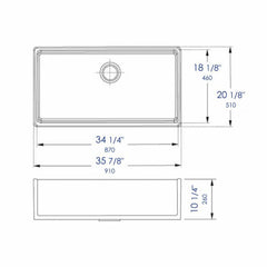 ALFI 36" Smooth Apron Single Bowl Fireclay Farm Sink - AB536