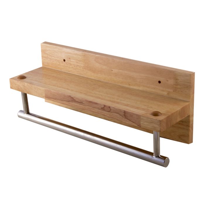 ALFI 16" Wooden Shelf With Chrome Towel Bar - AB5511
