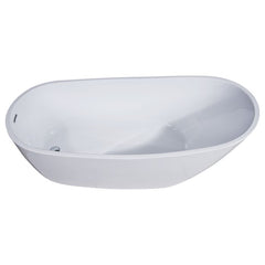 ALFI 68" White Oval Acrylic Free Standing Soaking Bathtub - AB8826