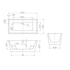 ALFI 59" White Rectangular Free Standing Soaking Bathtub - AB8833