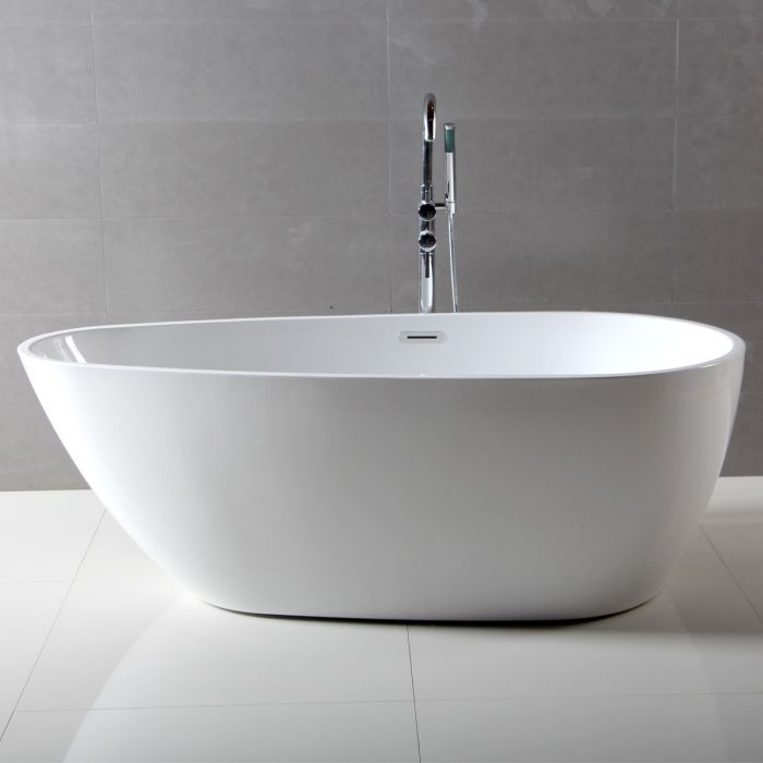 ALFI  59" White Oval Acrylic Free Standing Soaking Bathtub - AB8861