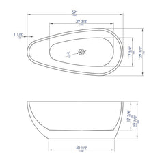 ALFI 59" Black & White Oval Free Standing Soaking Bathtub - AB8862