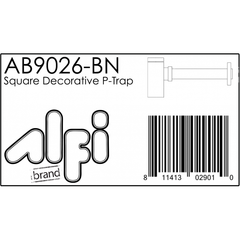 ALFI Solid Brass Square Modern Decorative Bottle P-Trap - AB9026