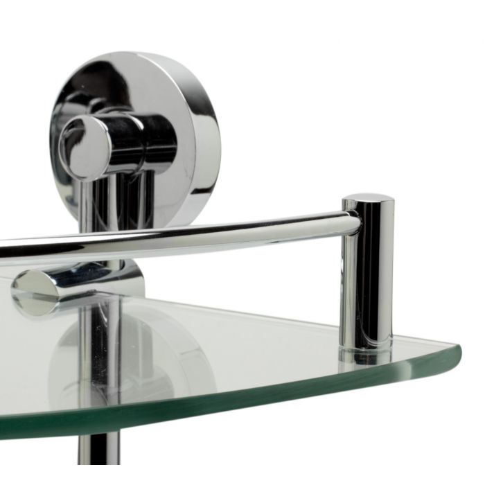ALFI Polished Chrome Corner Mounted Double Glass Shower Shelf Bathroom Accessory - AB9548