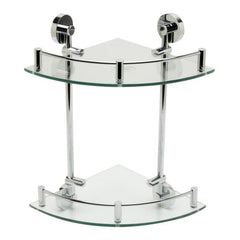 ALFI Polished Chrome Corner Mounted Double Glass Shower Shelf Bathroom Accessory - AB9548