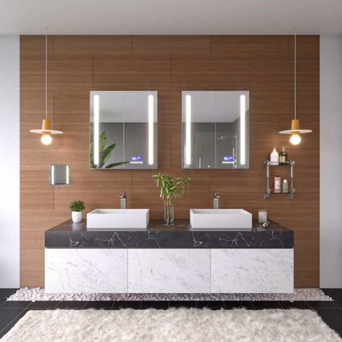 ALFI Polished Chrome Wall Mounted Double Glass Shower Shelf Bathroom Accessory - AB9549