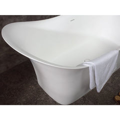 ALFI 74" White Solid Surface Smooth Resin Soaking Slipper Bathtub - AB9915