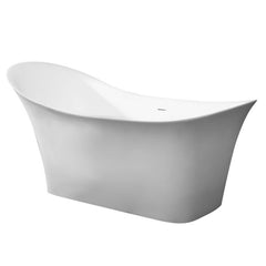 ALFI 74" White Solid Surface Smooth Resin Soaking Slipper Bathtub - AB9915