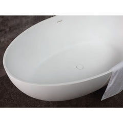 ALFI 67" White Oval Solid Surface Smooth Resin Soaking Bathtub - AB9941