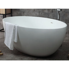 ALFI 67" White Oval Solid Surface Smooth Resin Soaking Bathtub - AB9941