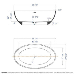 ALFI 67" White Oval Solid Surface Smooth Resin Soaking Bathtub - AB9941