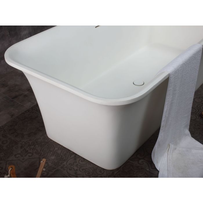 ALFI 67" White Rectangular Solid Surface Smooth Resin Soaking Bathtub - AB9942