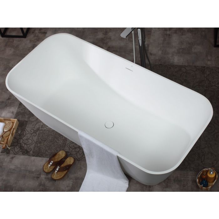ALFI 67" White Rectangular Solid Surface Smooth Resin Soaking Bathtub - AB9952