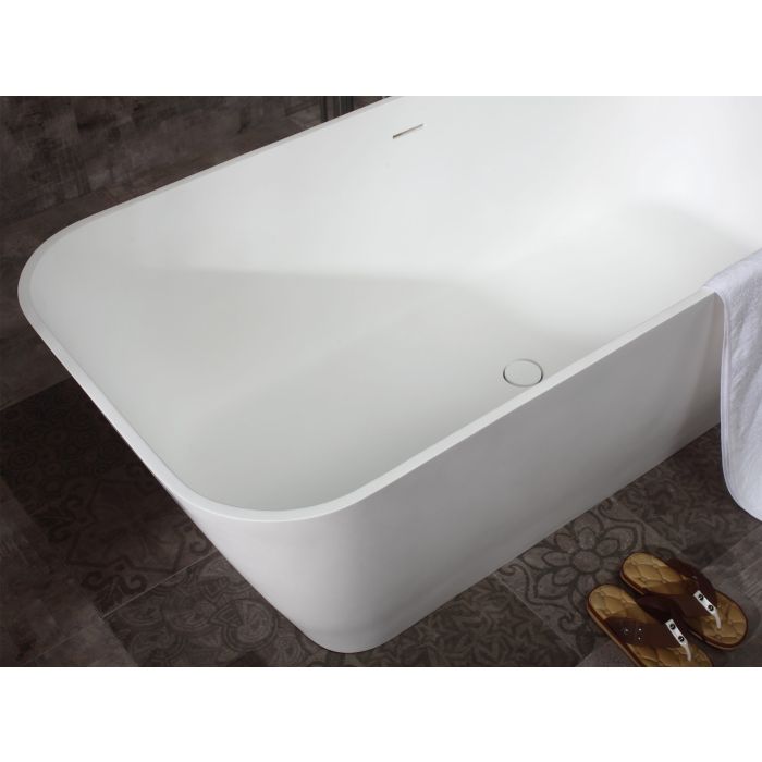 ALFI 67" White Rectangular Solid Surface Smooth Resin Soaking Bathtub - AB9952