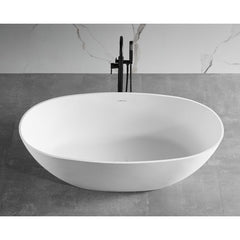 ALFI 59" White Oval Solid Surface Resin Soaking Bathtub - AB9975