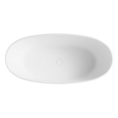 ALFI 59" White Oval Solid Surface Resin Soaking Bathtub - AB9975