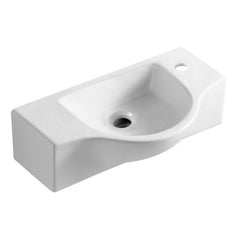 ALFI 18" White  Small Wall Mounted Ceramic Sink with Faucet Hole - ABC114