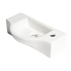 ALFI 18" White  Small Wall Mounted Ceramic Sink with Faucet Hole - ABC114