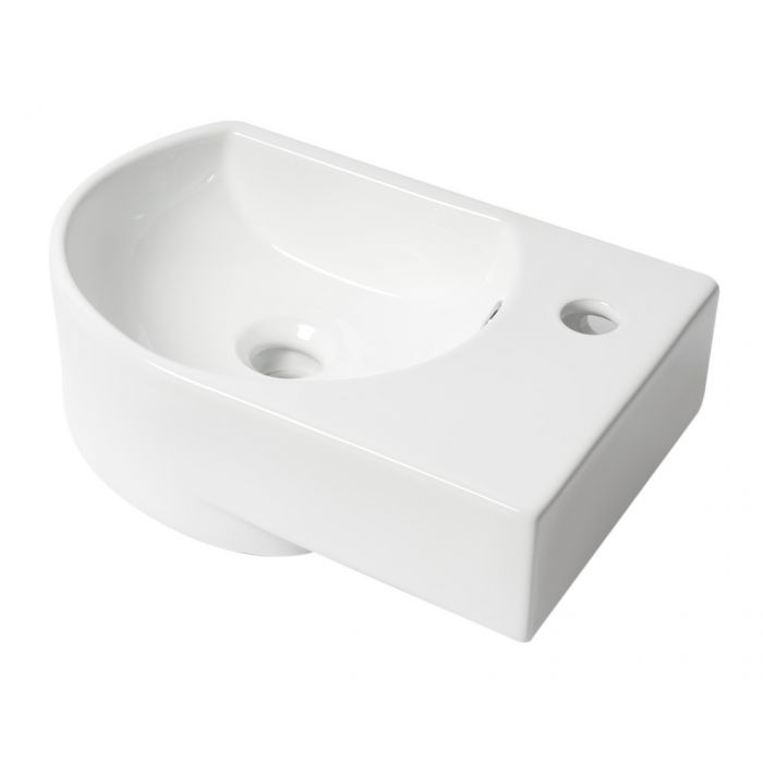 ALFI 16" White  Small Wall Mounted Ceramic Sink with Faucet Hole - ABC119