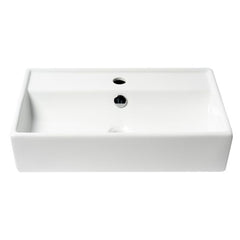 ALFI 22" White  Rectangular Wall Mounted Ceramic Sink with Faucet Hole - ABC122