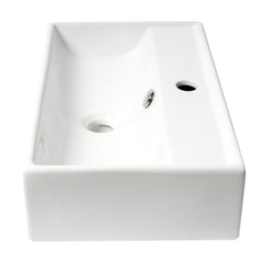 ALFI 22" White  Rectangular Wall Mounted Ceramic Sink with Faucet Hole - ABC122