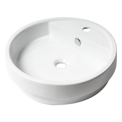 ALFI 19" White  Round Semi Recessed Ceramic Sink with Faucet Hole - ABC702