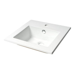 ALFI 17" White  Square Drop In Ceramic Sink with Faucet Hole - ABC801